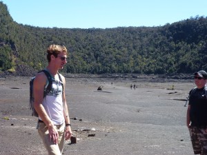 We made it down, then we had to hike across the crater.