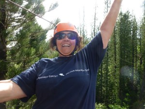 Knowing I'm secured to the cables, I hung back over the platform's edge for the photo.